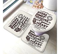 Set di tappetini da bagno con citazione ispiratrice Where Your Treasure is Where Your Heart Will Be Also Word Tappetino da bagno 3 pezzi Tappeto Coprisedile WC Tappetino antiscivolo Tappetino antisc