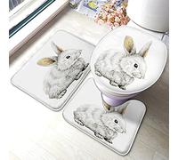 Set di tappetini da bagno Coniglio Coniglietto di Pasqua Simpatico Animale Lepre Orecchie Lunghe Tappetino da Bagno 3 Pezzi Tappeto Coprisedile Coprivaso Tappetino Antiscivolo Tappetino Antiscivolo
