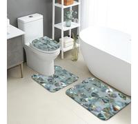 Set di tappetini da bagno eleganti, 3 pezzi, motivo con papillon lucido, assorbenti e antiscivolo, a forma di U, lavabili, in memory foam, ad asciugatura rapida
