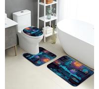 Set di tappetini da bagno fantasy, 3 pezzi, fantasioso cavallo magico in schiuma assorbente antiscivolo tappeti da bagno a forma di U lavabili, magico sogno ad asciugatura rapida in memory foam set di