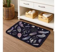 Set di tappetini da bagno invernali, 3 pezzi, con piume acchiappasogni, motivo galassia, assorbente, antiscivolo, a forma di U, lavabili, in memory foam, ad asciugatura rapida, 40 x 183 cm