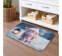 Set di tappetini da bagno invernali a forma di pecora carina, adorabile motivo animale, assorbente, antiscivolo, in flanella, lavabile, decorazione per bagno e WC, 50 x 81 cm