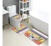 Set di tappetini da bagno Koala, 3 pezzi, colori arcobaleno carino koala antiscivolo a forma di U lavabile, divertente tappetino da bagno in memory foam stagionale