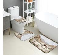 Set di tappetini da bagno occidentali, 3 pezzi, paesaggio rustico di montagna assorbente, antiscivolo, a forma di U, lavabile, ispirato alla natura, in flanella ad asciugatura rapida, set di tappeti
