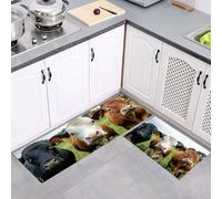 Set di Tappetini da Cucina Antiscivolo 2 Pezzi, Tappeti Prateria Mucche Film Lavabili Resistente all'olio, per Corridoio Sala da Pranzo Ingresso, Verde, 43x75cm+43x150cm