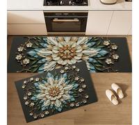 Set Di Tappetini Da Cucina Fiore Di Datura Sfumato, Antiscivolo E Lavabili, 2 Pezzi, Tappeti E Zerbini Da Cucina Rilievo In Stile Retrò per Decorazione Della Casa, Ufficio, Scrivania 45x75cm+45x150cm