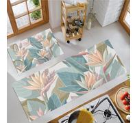 Set Di Tappetini Da Cucina Il Paradiso Degli Uccelli Lascia, Antiscivolo E Lavabili, 2 Pezzi, Tappeti E Zerbini Da Cucina Piante Tropicali per Decorazione Della Casa, Ufficio, 45x75cm+45x150cm