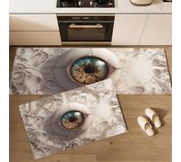 Set Di Tappetini Da Cucina Iride E Bulbo Oculare In Rilievo, Antiscivolo E Lavabili, 2 Pezzi, Tappeti E Zerbini Da Cucina Struttura Biologica 3D per Decor Della Casa Ufficio 50x80cm+50x150cm