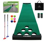 Set di tappetini da golf da ping pong, tappetino da golf con 2 putter, 6 palline da golf, 12 coperture per fori da golf per interni ed esterni, gioco corto, ufficio, feste, cortile