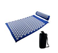 Set di tappetini da massaggio, cuscino da yoga per alleviare lo stress e il dolore alla schiena, tappetino per fitness e pilates (set blu con borsa)