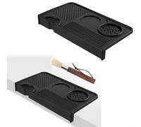 Set di tappetini in silicone per caffè espresso e pennello da caffè, 26,5 x 14 cm, stazione antiscivolo con design multi-slot per barista birra casalinga, nero