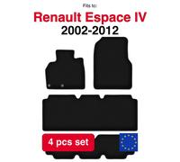 Set di tappetini in velluto per Renault Espace IV 7 posti (2002-2012) - Nero (4 pezzi) set di tappetini per auto