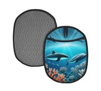 Set di tappetini isolanti in silicone stampato con balene sotto il mare, adatto per tovaglia/tappetino da forno/campeggio barbecue