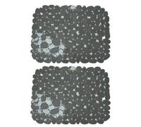 Set di tappetini per lavello, in PVC flessibile, design a ciottoli per un drenaggio e una manutenzione efficienti, confezione da 2 (grigio)