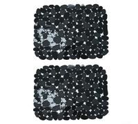 Set di tappetini per lavello, protezione antigraffio e ammortizzante, in PVC, motivo ciottoli, per piatti da cucina, confezione da 2, colore nero