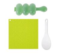 Set di tappetini per sushi e palline di riso, con rullo e paletta per riso, forniture per sushi per uso domestico, tappetino per sushi verde e shaker con cucchiaio bianco