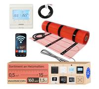 Set di tappetini riscaldanti elettrici a pavimento con termostato digitale | Termostato digitale per ambiente tramite app, LCD, riscaldamento elettrico, 160 W/m², autoadesivo, sensore a pavimento