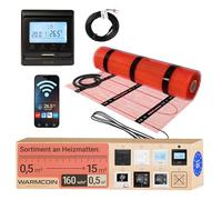Set di tappetini riscaldanti elettrici a pavimento con termostato digitale | Termostato digitale per ambiente tramite app, LCD, riscaldamento elettrico, 160 W/m², autoadesivo, sensore a pavimento