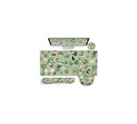 Set di tappetino per mouse ergonomico XXL verde con poggiapolsi, tappetino per tastiera e sottobicchiere - Compatibile con scrivanie da