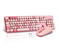 Set di tastiera e mouse wireless, tastiera e mouse wireless compatti, silenziosi, 2,4 G, design ultra sottile ed elegante, per Windows, desktop, PC, notebook, laptop, tasti rotondi, rosa, colori misti