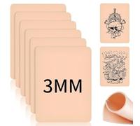 Set di tatuaggi in pelle sintetica per tatuaggi, 3 mm, 6 pezzi da 20 x 15 cm, per accessori per tatuaggi, con kit di carta per stencil per principianti e professionisti