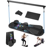 Set di tavole da pilates pieghevoli per riformatore di pilates a casa, con contatore timer, attrezzatura per allenamento completo del corpo, con rullo addominale, barra orizzontale, ginocchiere, fasce
