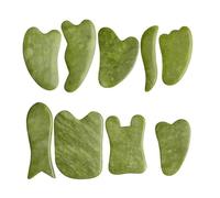 Set di tavole Gua Sha in giada verde, raschietto a guazzo for strumenti for massaggio raschiante for il sollevamento del viso dei punti di agopuntura SPA for il corpo (Color : 9pcs 01)