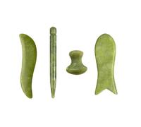 Set di tavole Gua Sha in giada verde, raschietto a guazzo for strumenti for massaggio raschiante for il sollevamento del viso dei punti di agopuntura SPA for il corpo (Color : 4pcs 04)