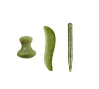 Set di tavole Gua Sha in giada verde, raschietto a guazzo for strumenti for massaggio raschiante for il sollevamento del viso dei punti di agopuntura SPA for il corpo (Color : 3pcs 08)
