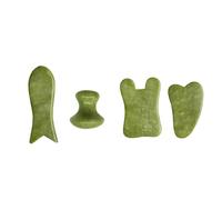 Set di tavole Gua Sha in giada verde, raschietto a guazzo for strumenti for massaggio raschiante for il sollevamento del viso dei punti di agopuntura SPA for il corpo (Color : 4pcs 03)