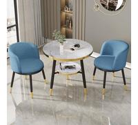 Set di tavoli da conferenza piccoli moderni con 2 sedie Reception Negotiation Desk Mobili da ufficio compatti per lounge o soggiorno Tavolo da pranzo salvaspazio in colore blu