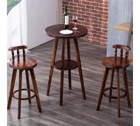 Set di tavoli da pranzo industriale per 2, 3 pezzi set da bar rotondo, set da pranzo in legno massiccio con 2 sedie, gambe stabili, adatte per caffetterie, bar e ristoranti Combination B