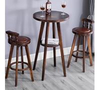 Set di tavoli da pranzo industriale per 2, 3 pezzi set da bar rotondo, set da pranzo in legno massiccio con 2 sedie, gambe stabili, adatte per caffetterie, bar e ristoranti Combination C