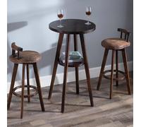 Set di tavoli da pranzo industriale per 2, 3 pezzi set da bar rotondo, set da pranzo in legno massiccio con 2 sedie, gambe stabili, adatte per caffetterie, bar e ristoranti Combination A