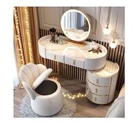 Set di tavoli da vanità con luci a sfioramento a 3 Colori, scrivania per vanità con Specchio, Sgabello con Cuscino e 5 cassetti, tavolino da Toilette per Donne, Ragazze, Camera da Letto