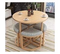 Set di tavoli e sedie da soggiorno nordico semplice tavolo da pranzo rotondo in legno per casa soggiorno studio camera da letto display 1 tavolo 4 sedie (colore: marrone) (grigio chiaro)