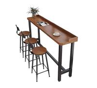 Set di tavolini da bar rettangolari stretti, moderno in legno, con poggiapiedi, per ufficio e cucina, design salvaspazio