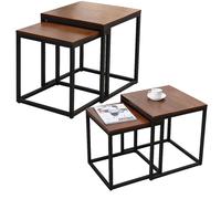 Set di tavolini da caffè 2 in 1 marrone scuro