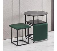 Set di tavolini da caffè 5 in 1 con rotelle girevoli e scrivania impilabile, in finta pelle PU, tavolino mobile per soggiorno, casa, ufficio, scrivania nera/grigio multi funzione