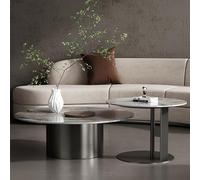 Set di tavolini da caffè, piano rotondo in marmo con base dorata, tavolo centrale moderno di lusso per soggiorno e sale d'accoglienza