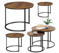 Set di tavolini da caffè rotondi 3-in-1 in legno naturale