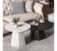 Set Di Tavolini Da Caffè Rotondi Moderni Impilabili Da 2 Pezzi, Tavolini Da Caffè Rotondi in Legno Massello, Tavolino Centrale Moderno, Tavolini Centrali Moderni Per Soggiorno,White black,70+50cm