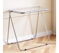 Set di tavolini pieghevoli in acrilico con sgabello, scrivania moderna e compatta, tavolino da caffè portatile e tavolino per soggiorno, facile da riporre, uso versatile, design trasparente