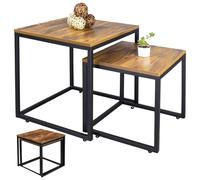 Set di tavolini quadrati da caffè 2 in 1 rustici