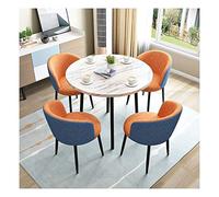 Set di tavolino e sedie moderno e minimalista, per soggiorno, tempo libero, in legno massello, rotondo, cucina, tavolo da pranzo da ufficio (colore: grigio) (blu + arancione)