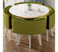 Set di tavolo da conferenza per ufficio, 5 pezzi, tavolo rotondo (80 cm) con 4 sedie in pelle PU, ideale per piccole sale riunioni, scrivania negoziale verde scuro e soluzione per sedute