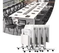 Set di tavolo da conferenza pieghevole con rotelleModerne scrivanie rettangolari mobili per riunioni per ufficio e aula Design impilabile salvaspazio per una facile conservazione