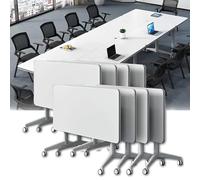 Set di tavolo da conferenza pieghevole, in legno, con ruote ribaltabili per ufficio, aula, sala di formazione, mobili salvaspazio per riunioni