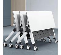 Set di tavolo da conferenza pieghevole mobile 3 pezzi, scrivania salvaspazio con ruote bloccabili, mobili da ufficio ideali per piccole stanze, perfetto per riunioni ed eventi, 120 x 60 x 75 cm