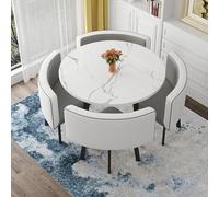 Set di tavolo da conferenza rotondo con 4 sedie, piccolo tavolo da conferenza, tavolo da negoziazione per reception, combinazione di mobili moderni per sala conferenze in ufficio(AX,35.4*35.4*29.5in)